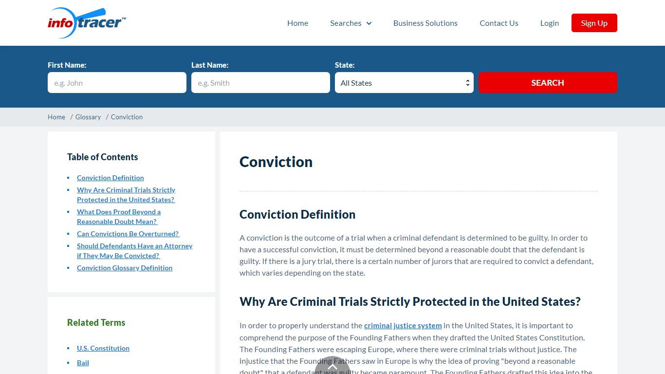 What Is a Conviction? - Meaning and Definition - Infotracer Glossary